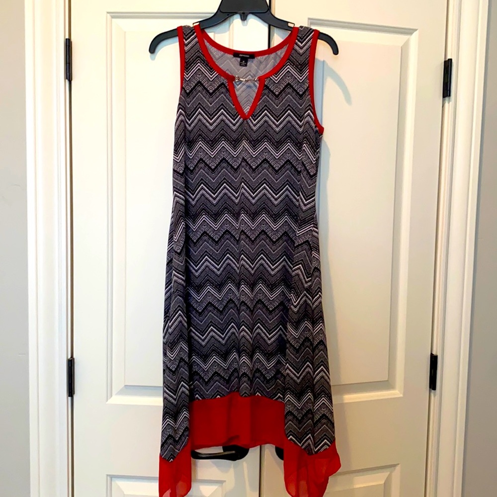 Medium back and red summer dress.